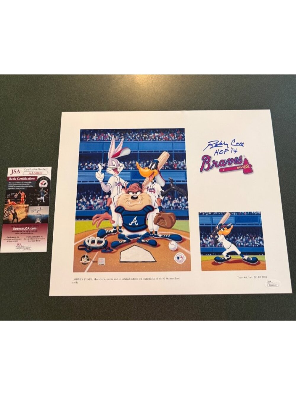 Bobby Cox Signed HOF Inscription 11X14 Toon Art Print Atlanta Braves JSA COA